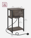 Slim Side Table – Wood – Chestnut Brown and Ink Black – Includes Charging Station with AC and USB Outlets