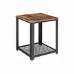 Antique Side Table – Metal Frame – Rustic Brown – Easy Assembly for Versatile Use