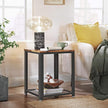 Antique Side Table – Metal Frame – Rustic Brown – Easy Assembly for Versatile Use