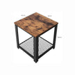 Antique Side Table – Metal Frame – Rustic Brown – Easy Assembly for Versatile Use