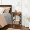 Nightstand – Wood and Metal – Rustic Brown and Black – Industrial Design with Drawer and Storage Shelf