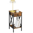 Nightstand – Wood and Metal – Rustic Brown and Black – Industrial Design with Drawer and Storage Shelf