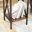 Nightstand – Wood and Metal – Rustic Brown and Black – Industrial Design with Drawer and Storage Shelf