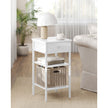 Tall Bedside Table – Wood and Metal – Rustic Brown and Black – Drawer and 2 Storage Shelves