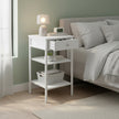 Nightstand – Wood and Metal – Rustic Brown and Black – Space-Saving with Drawer and 2 Storage Shelves