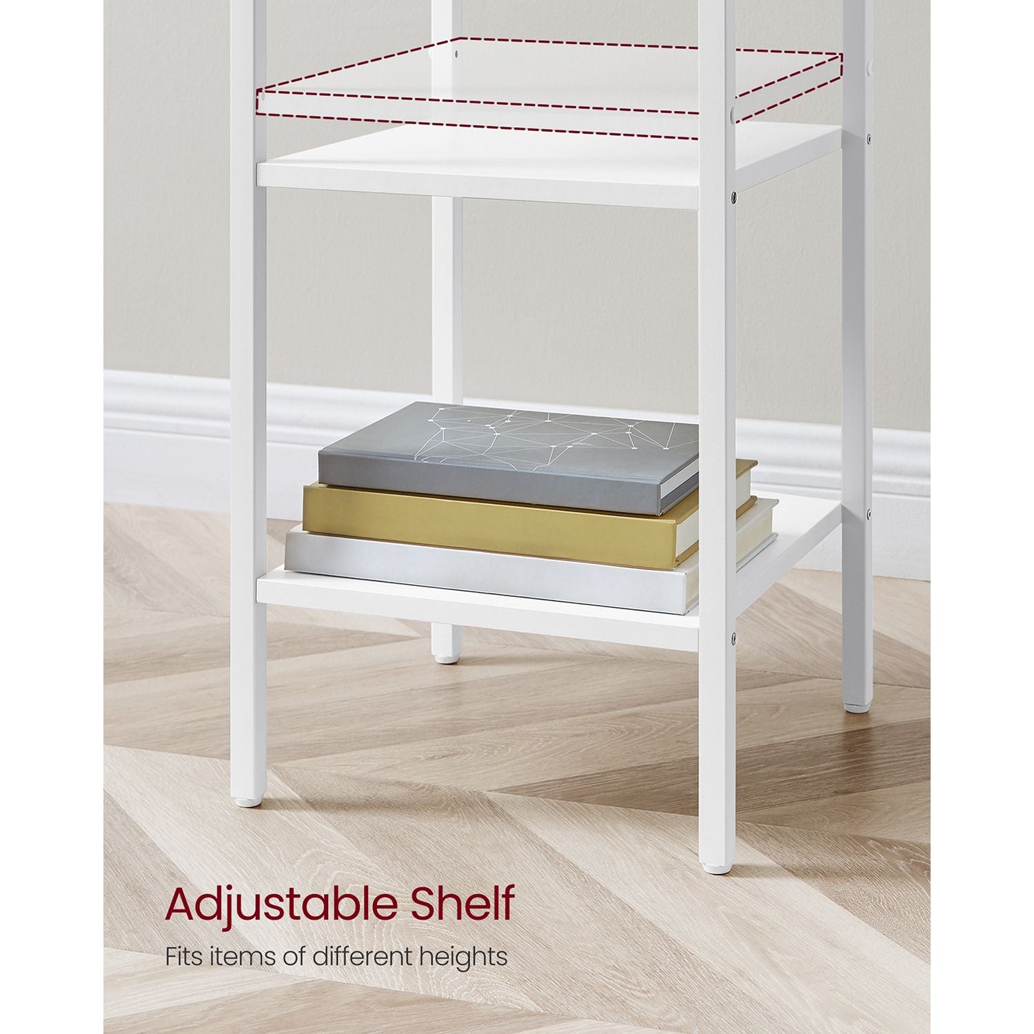 Tall Bedside Table – Wood and Metal – Rustic Brown and Black – Drawer and 2 Storage Shelves
