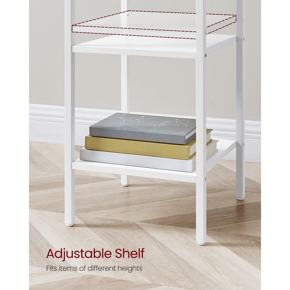 Tall Bedside Table – Wood and Metal – Rustic Brown and Black – Drawer and 2 Storage Shelves