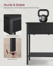 Bedside Table – Steel Frame – Ebony Black – Drawer and Shelf Equipped