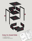 Bedside Table – Steel Frame – Ebony Black – Drawer and Shelf Equipped