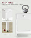 Bedside Table – Steel Frame – Matte White – With Drawer and Shelf