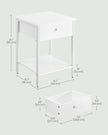 Bedside Table – Steel Frame – Matte White – With Drawer and Shelf
