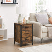 Bedside Table – Particle Board – Rustic Brown and Black – 3 Drawers, Industrial Style