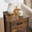 Bedside Table – Particle Board – Rustic Brown and Black – 3 Drawers, Industrial Style