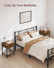 Nightstand – Metal – Rustic Brown – Industrial Design with Drawer and Shelf