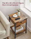 Nightstand – Metal – Rustic Brown – Industrial Design with Drawer and Shelf