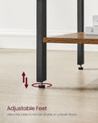 Nightstand – Metal – Rustic Brown – Industrial Design with Drawer and Shelf