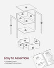 Nightstand – Metal – Rustic Brown – Industrial Design with Drawer and Shelf