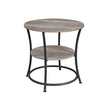 Round End Table – Metal – Rustic Brown – Industrial Design, 2 Shelves