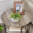 Round End Table – Metal – Rustic Brown – Industrial Design, 2 Shelves