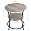 Round End Table – Metal – Rustic Brown – Industrial Design, 2 Shelves