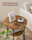 Side Table – Metal – Rustic Brown – 2 Shelves, Industrial Design