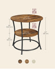 Side Table – Metal – Rustic Brown – 2 Shelves, Industrial Design