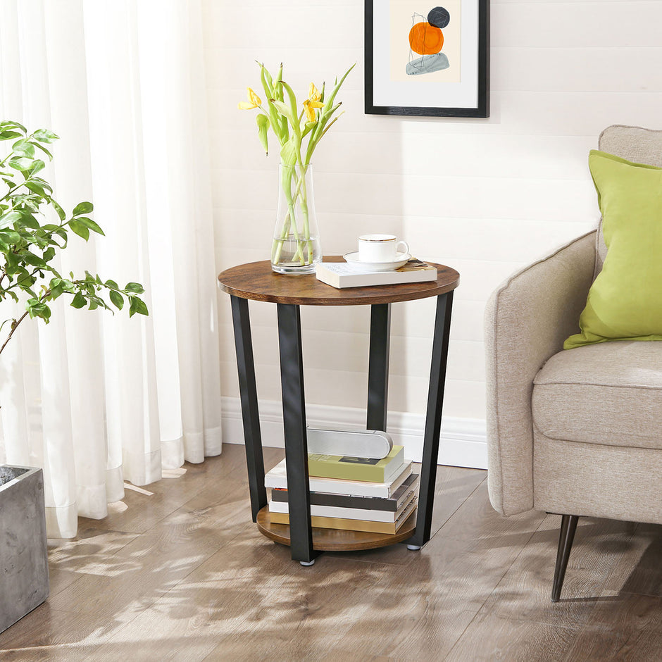 Round Sofa Table – Iron – Rustic Brown – Stable Industrial Design