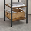 Side Table – Engineered Wood – Rustic Brown and Black – Space-Saving with Open Compartment and 2 Shelves