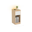 Record Player Stand – Wood – Cloud White – Vinyl Storage with Charging Station and LED Light