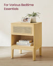Rattan Bedside Table – Natural – Modern Design with Drawer for Living Room and Bedroom Storage