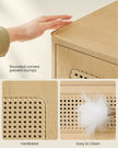 Rattan Bedside Table – Natural – Modern Design with Drawer for Living Room and Bedroom Storage