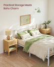 Rattan Bedside Table – Natural – Modern Design with Drawer for Living Room and Bedroom Storage