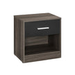 Bedside Table – Particle Board – Brown and Black – Drawer and Open Compartment