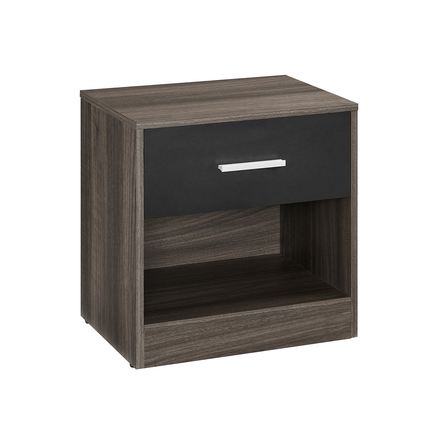 Bedside Table – Wood – Natural Finish – Drawer and Open Compartment