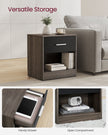 Bedside Table – Particle Board – Brown and Black – Drawer and Open Compartment