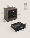 Bedside Table – Particle Board – Brown and Black – Drawer and Open Compartment