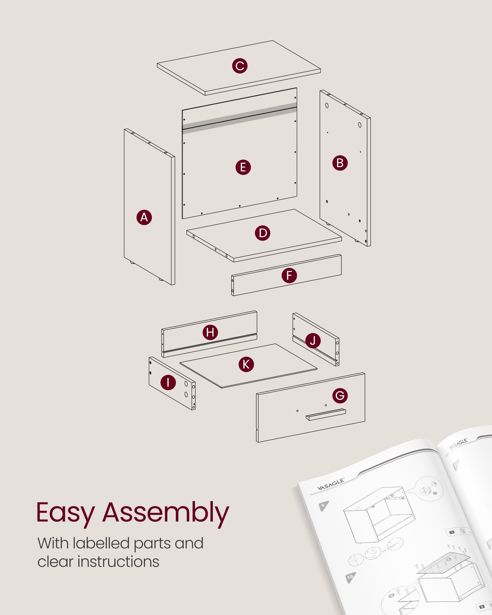 Bedside Table – Particle Board – Brown and Black – Drawer and Open Compartment