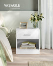 Bedside Table – Wood – Natural Finish – Drawer and Open Compartment