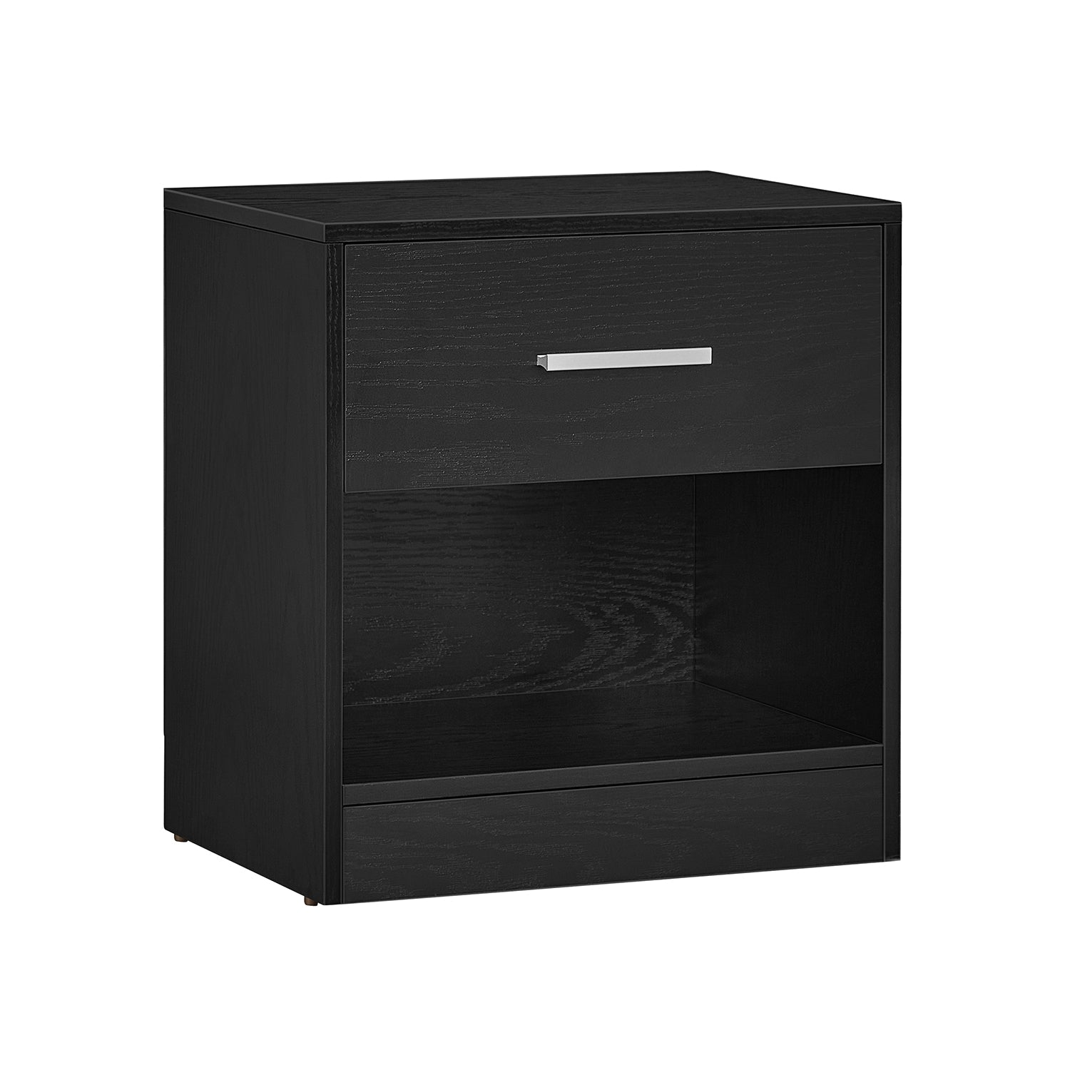Side Table – Wood – Natural Finish – Drawer and Open Compartment