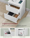 Nightstand – Wood – Cloud White – With Charging Station and Drawers