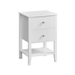 Bamboo Bedside Table – Bamboo – Cloud White – 2 Drawers and Open Shelf