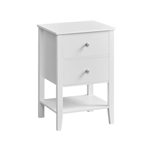 Bamboo Bedside Table – Bamboo – Cloud White – 2 Drawers and Open Shelf