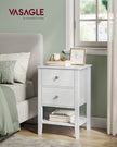 Bamboo Bedside Table – Bamboo – Cloud White – 2 Drawers and Open Shelf