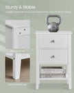 Bamboo Bedside Table – Bamboo – Cloud White – 2 Drawers and Open Shelf