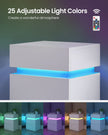 Bedside Table – Wood – Cloud White – Modern Design with LED Lights and 3 Drawers