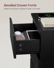 Bedside Table – Engineered Wood – Ebony Black – 3 Drawers with Charging Station