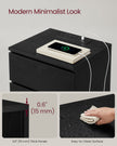 Bedside Table – Engineered Wood – Ebony Black – 3 Drawers with Charging Station