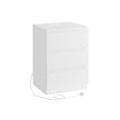Nightstand – Wood – Cloud White – Features Charging Station and Drawers