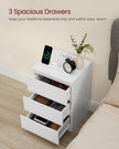 Nightstand – Wood – Cloud White – Features Charging Station and Drawers