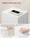 Nightstand – Wood – Cloud White – Features Charging Station and Drawers